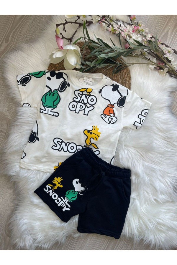 Snopy Baskılı Şortlu Takım